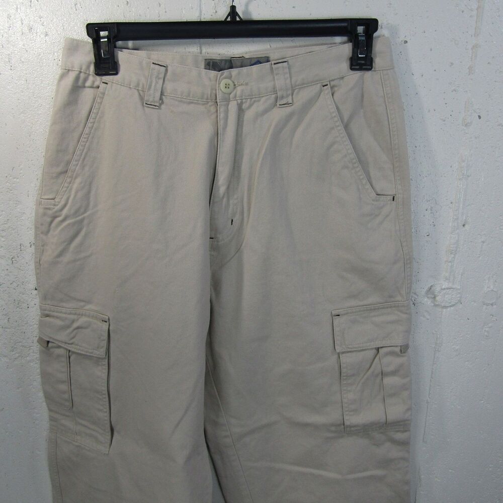 SUBURBAN Men's Size 32 Khaki Y2K Cargo Pants 100% Cotton Relaxed Fit 31 Inseam